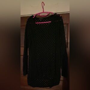 Medium long sleeve glitter see through sweater